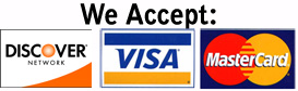 We accept visa, mastercard and discover